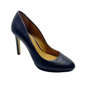 Banana Republic Classic Black Leather Almond Toe Low Platform Stiletto P…